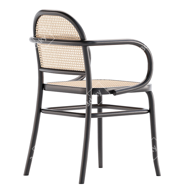 Stylish Rattan Oak Dining Chair 3D model image 4