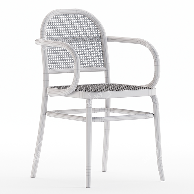 Stylish Rattan Oak Dining Chair 3D model image 5