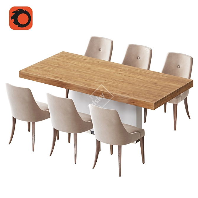 Elegant Aleal Valentino Dining Set 3D model image 1