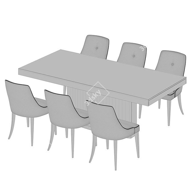 Elegant Aleal Valentino Dining Set 3D model image 3