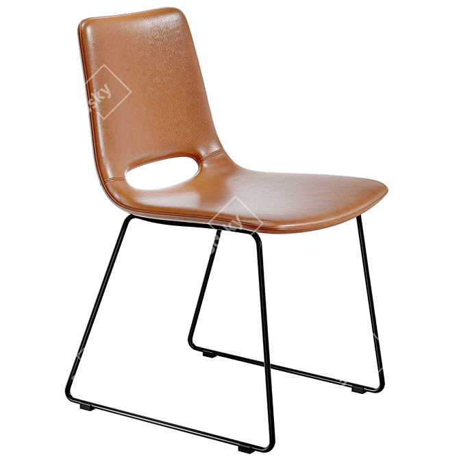 Modern Brown Steel Leg Chair 3D model image 1