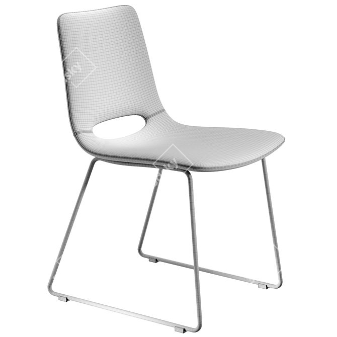 Modern Brown Steel Leg Chair 3D model image 2