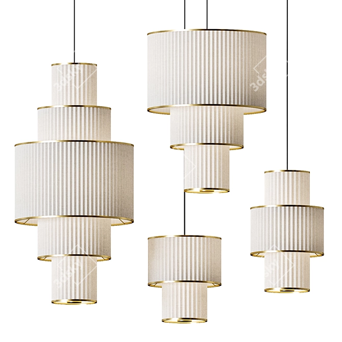 Golden White Pendant Light Fixture 3D model image 1