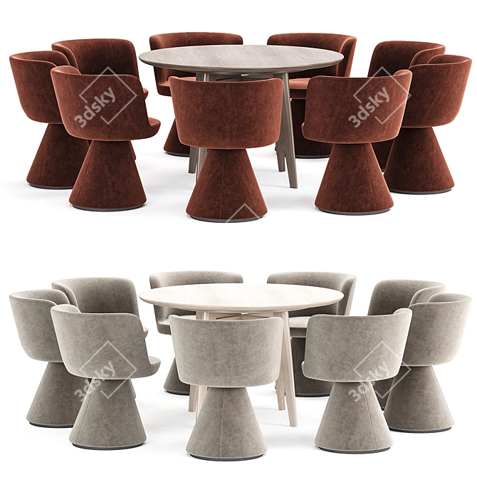 Modern Dining Set Collection & Chairs 3D model image 2