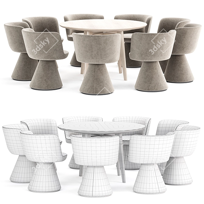 Modern Dining Set Collection & Chairs 3D model image 4