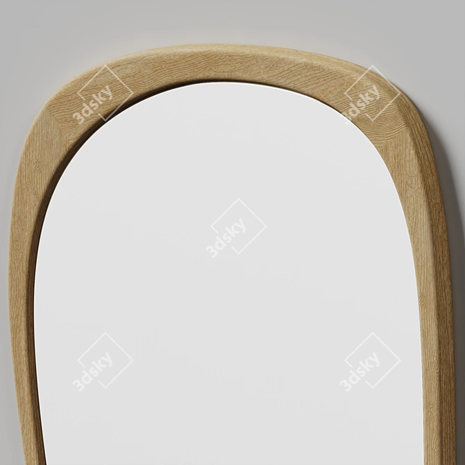 Mid-Century Wood Frame Wall Mirror 3D model image 4