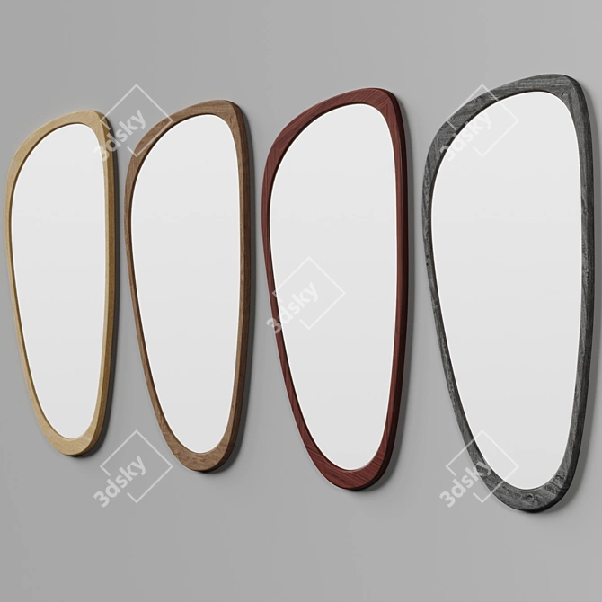 Mid-Century Wood Frame Wall Mirror 3D model image 5