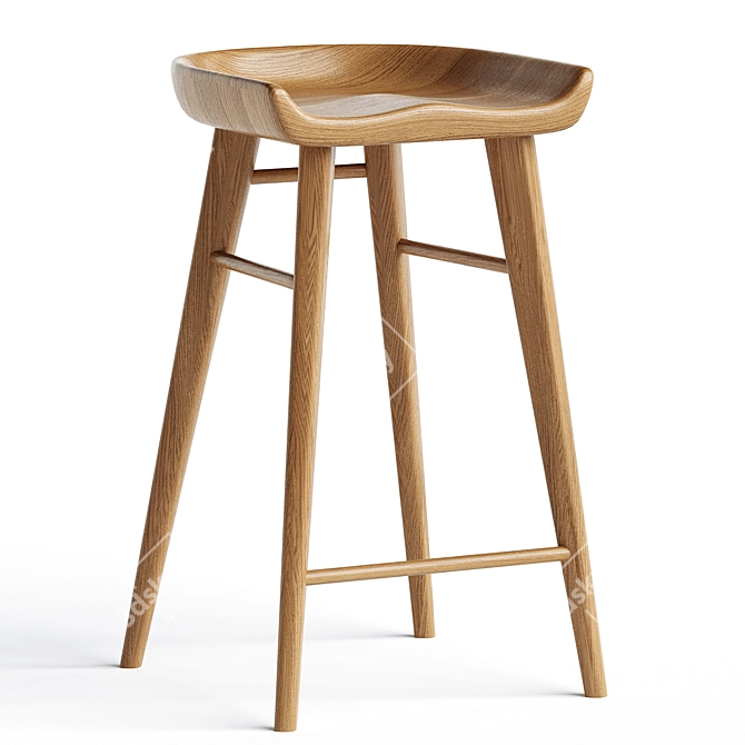 Organic Modernism Taburet Bar Stool 3D model image 1