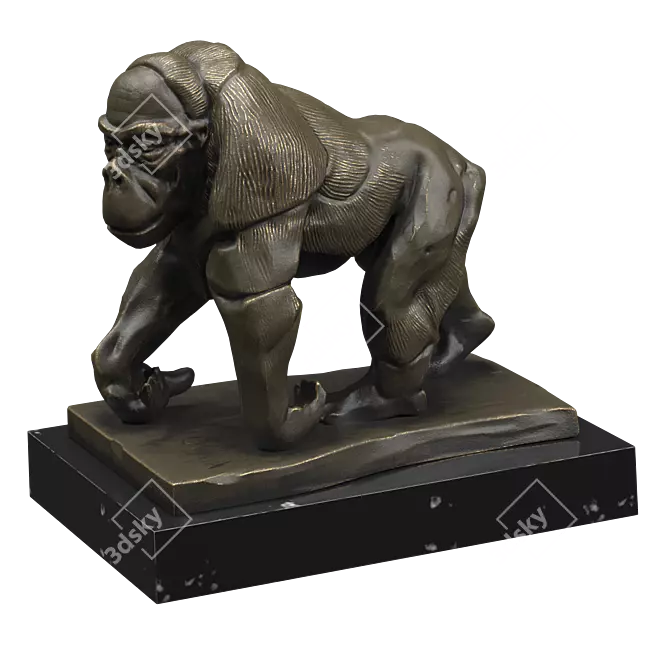 Bronze Gorilla Sculpture 3D model image 1