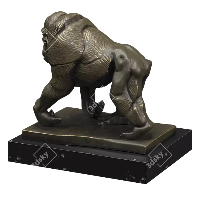 Bronze Gorilla Sculpture 3D model image 2