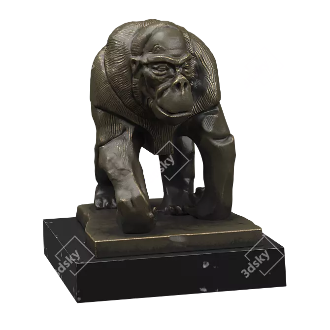 Bronze Gorilla Sculpture 3D model image 3