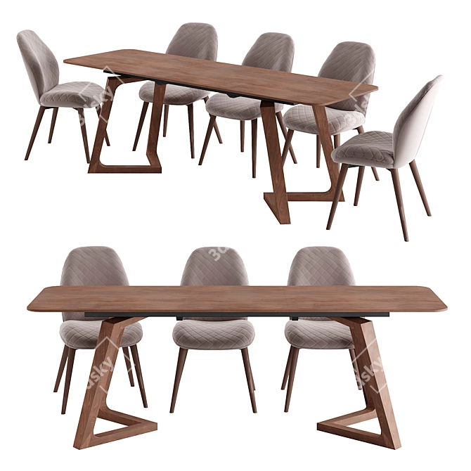 Sabrina Table and Berta Chair 3D model image 1