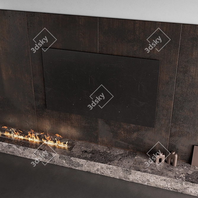 Modern TV Fireplace Wall Set 3D model image 2