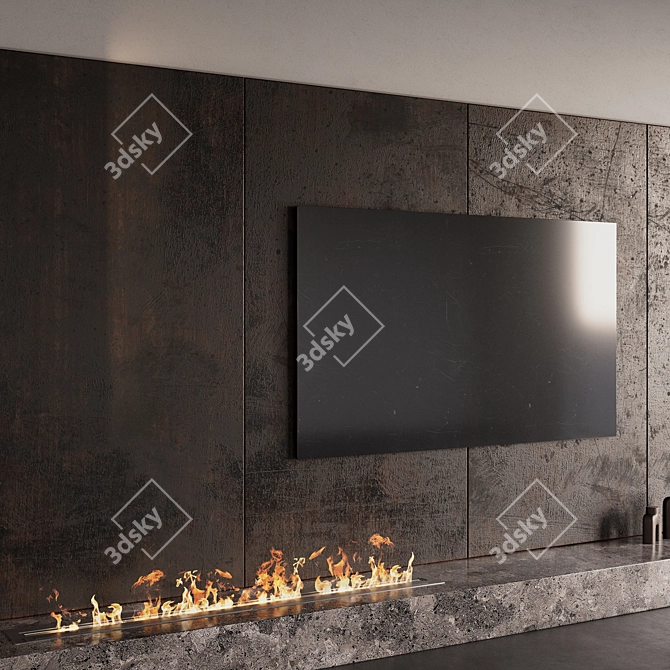 Modern TV Fireplace Wall Set 3D model image 4