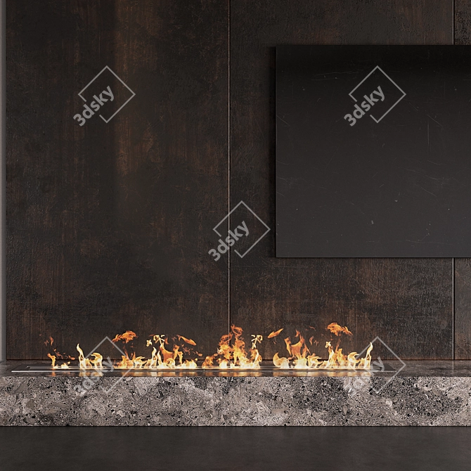 Modern TV Fireplace Wall Set 3D model image 5