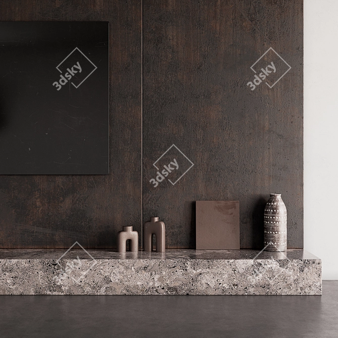 Modern TV Fireplace Wall Set 3D model image 6