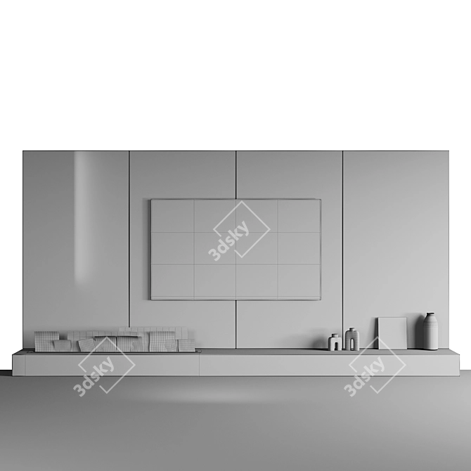 Modern TV Fireplace Wall Set 3D model image 7