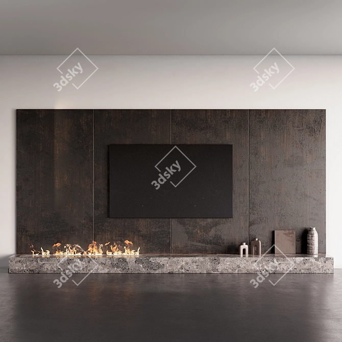 Modern TV Fireplace Wall Set 3D model image 8