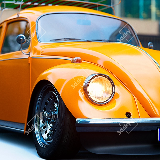 Volkswagen Beetle Low-Poly Model 3D model image 3