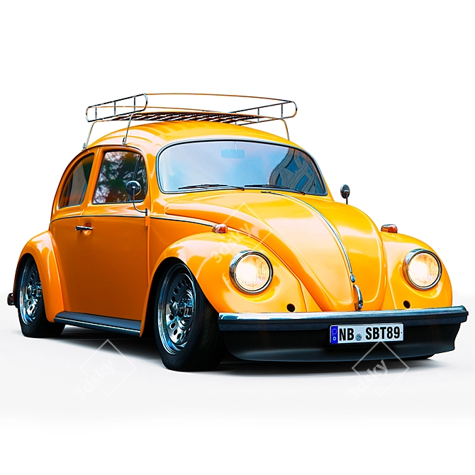 Volkswagen Beetle Low-Poly Model 3D model image 7