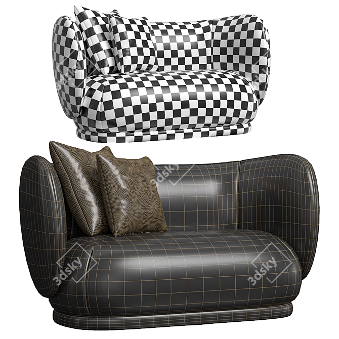 Modern Scandinavian Design Two-Seater 3D model image 5