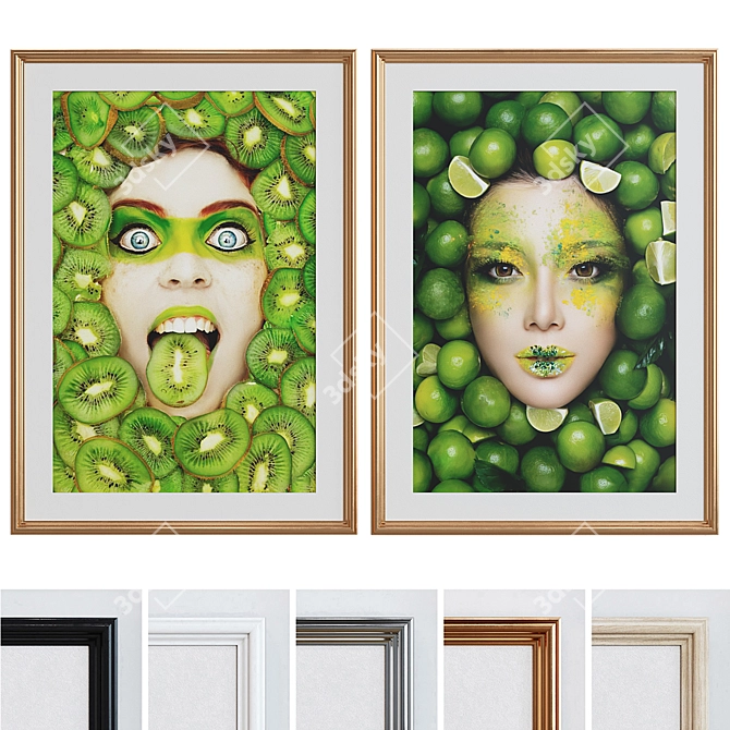 Modern Fruit Portrait Picture Frame Set 3D model image 1