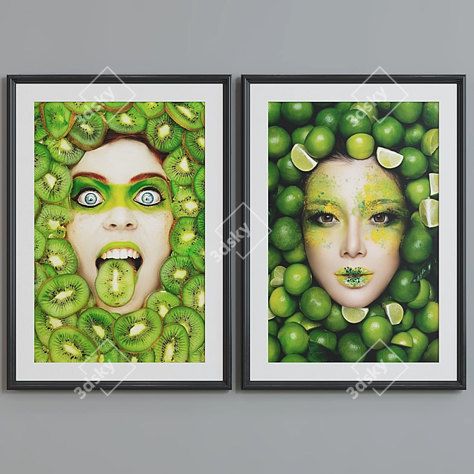 Modern Fruit Portrait Picture Frame Set 3D model image 4