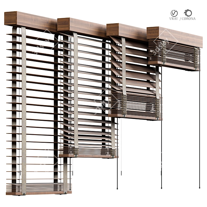 Vintage Wooden Blind Model 07 3D model image 1