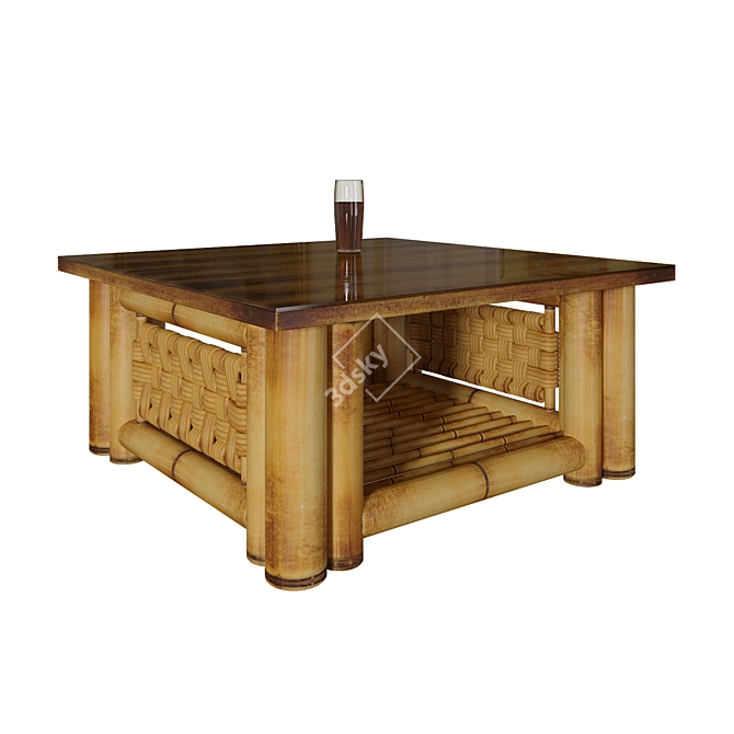 Modern Bamboo Coffee Table Set 3D model image 1