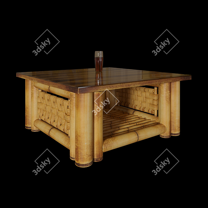 Modern Bamboo Coffee Table Set 3D model image 2