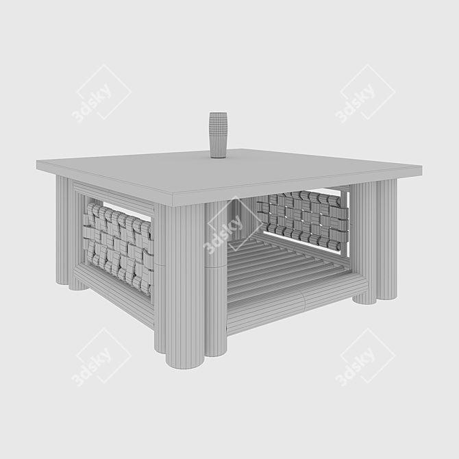 Modern Bamboo Coffee Table Set 3D model image 3