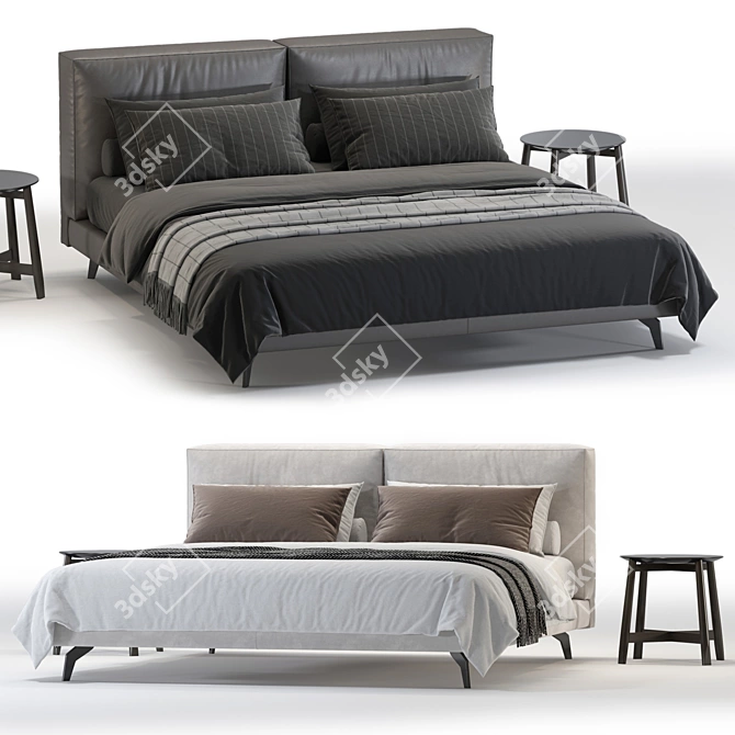 Premium Design Bed with Options 3D model image 1