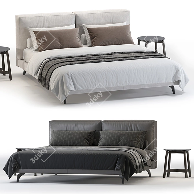 Premium Design Bed with Options 3D model image 2