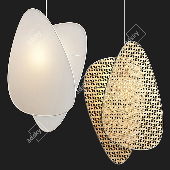  Murano Rattan Screen Pendant Light 3D model image 2