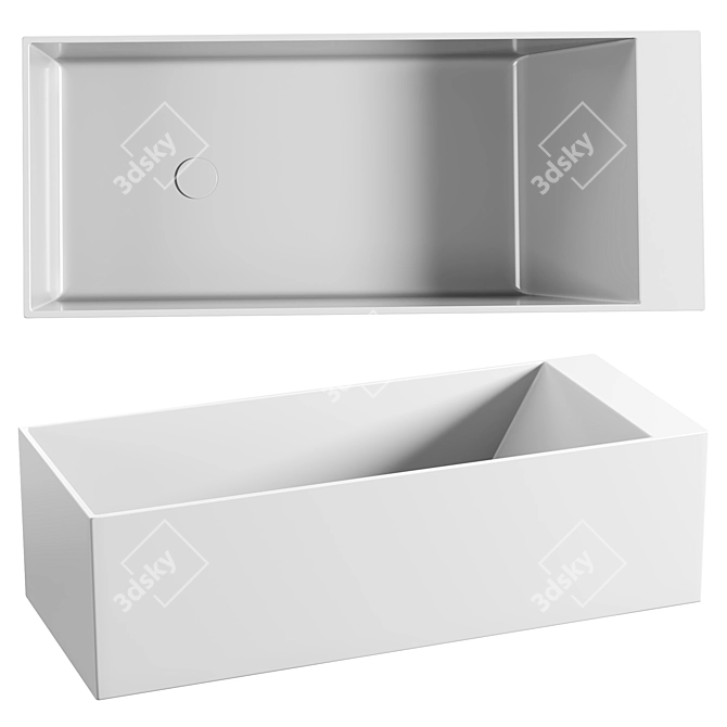 Modern Rectangular Bathtub: KORNER 3D model image 1