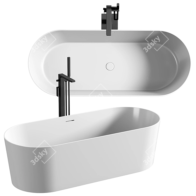 Luxury Aquatek Oval Bathtub 3D model image 2