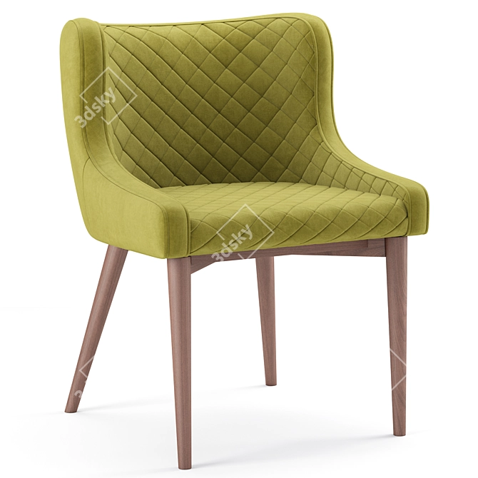 Cady Velvet Dining Chair Olive 3D model image 2