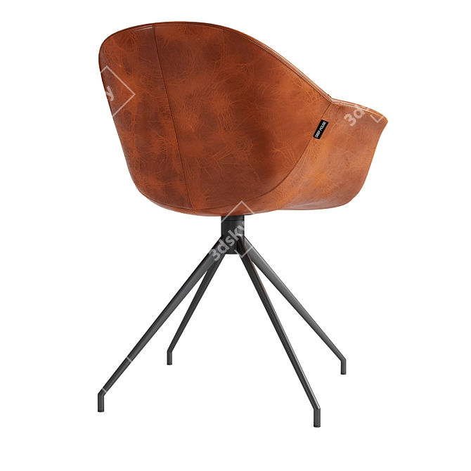 Vintage Swivel Chair Camel Leather 3D model image 2