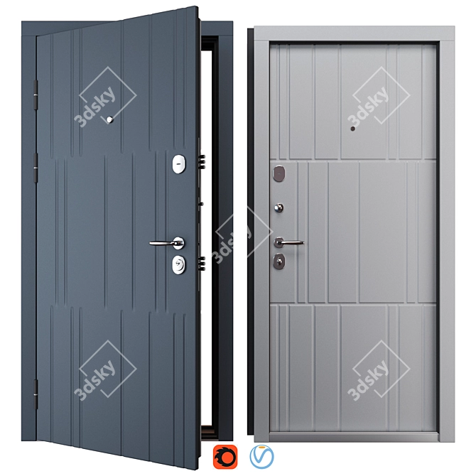 QDoors Metal Entry Door, Size 900x2050mm 3D model image 1