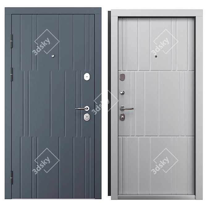 QDoors Metal Entry Door, Size 900x2050mm 3D model image 3