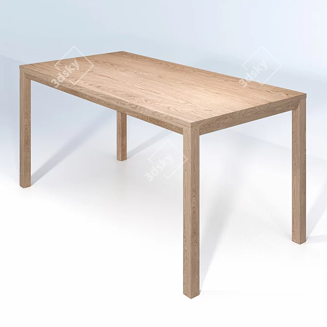 Minimalist Oak Extendable Dining Table 3D model image 2