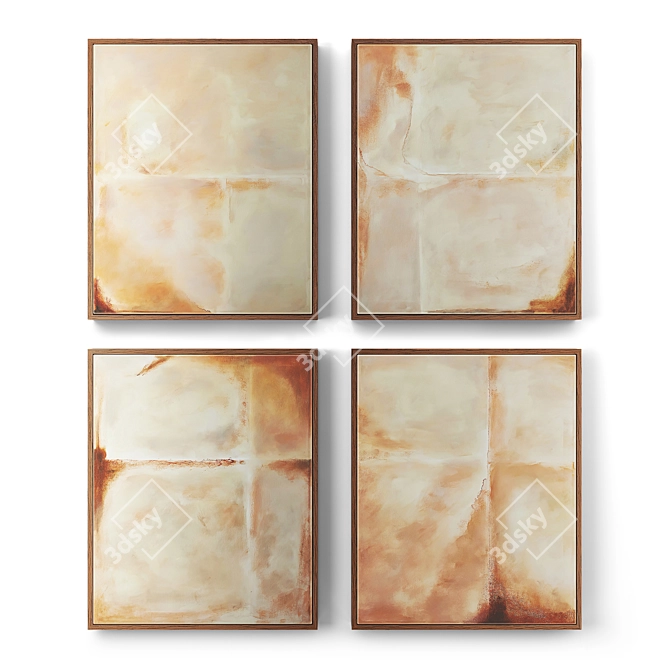 Minimalist Amber Wall Art Set 3D model image 1