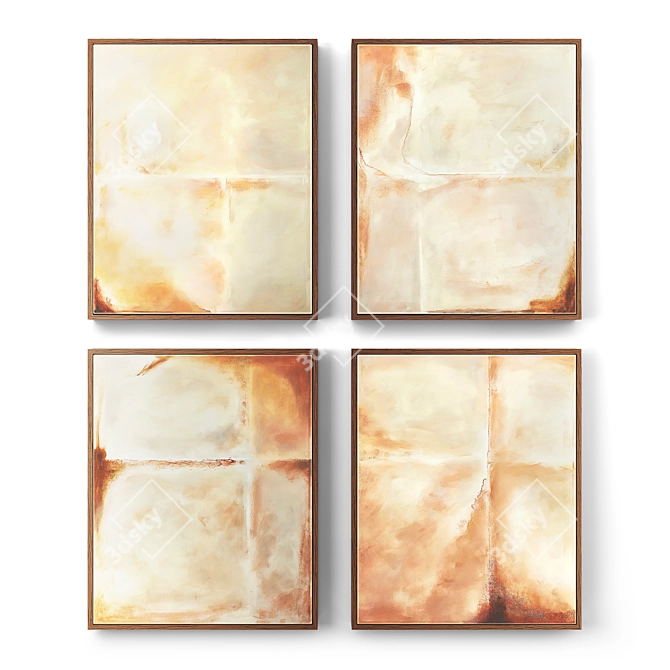 Minimalist Amber Wall Art Set 3D model image 3