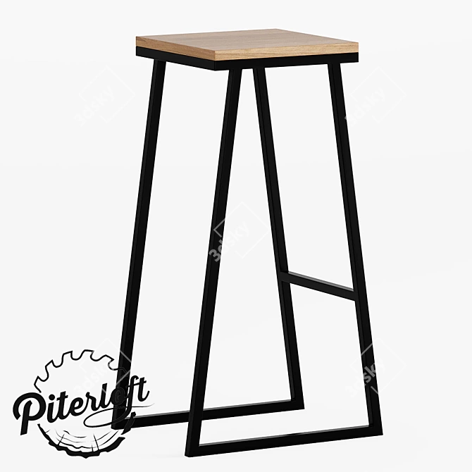 Valcar Loft Stool: Customizable, Industrial 3D model image 1