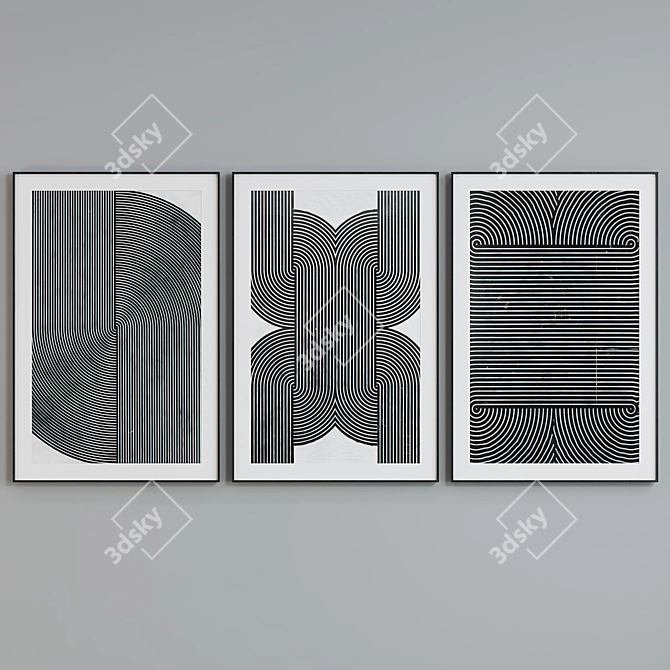 Modern Abstract Picture Frame Set 3D model image 2