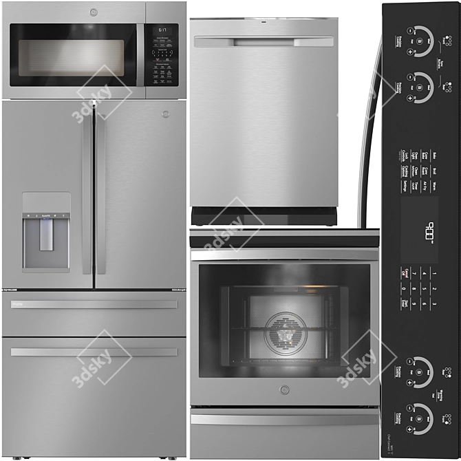 Modern GE Appliance Collection Set 3D model image 6