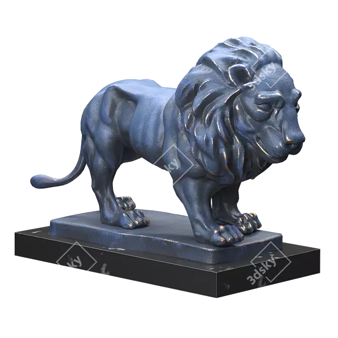 Regal Lion Statues 3D model image 2