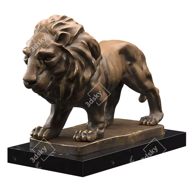 Regal Lion Statues 3D model image 3