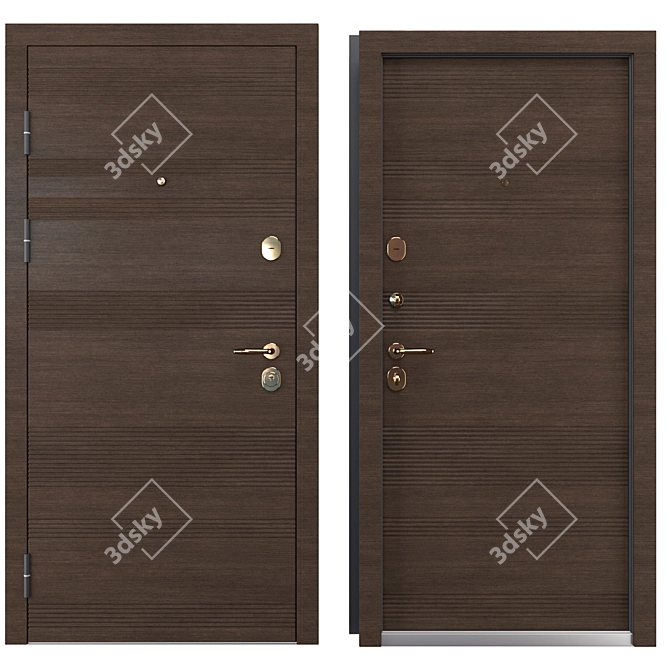 Premium Status Metal Entry Door 3D model image 3