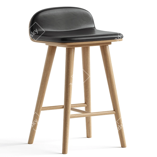 Stylish Leather Bar Stool 3D model image 1